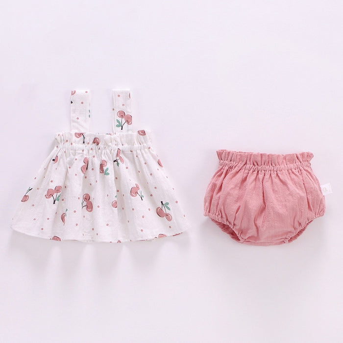 Blossom Breeze Infant Ensemble: Floral Dress & Shorts Set