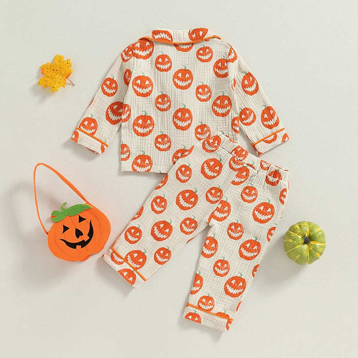 Cute Pumpkin Print Kids Sleepsuit