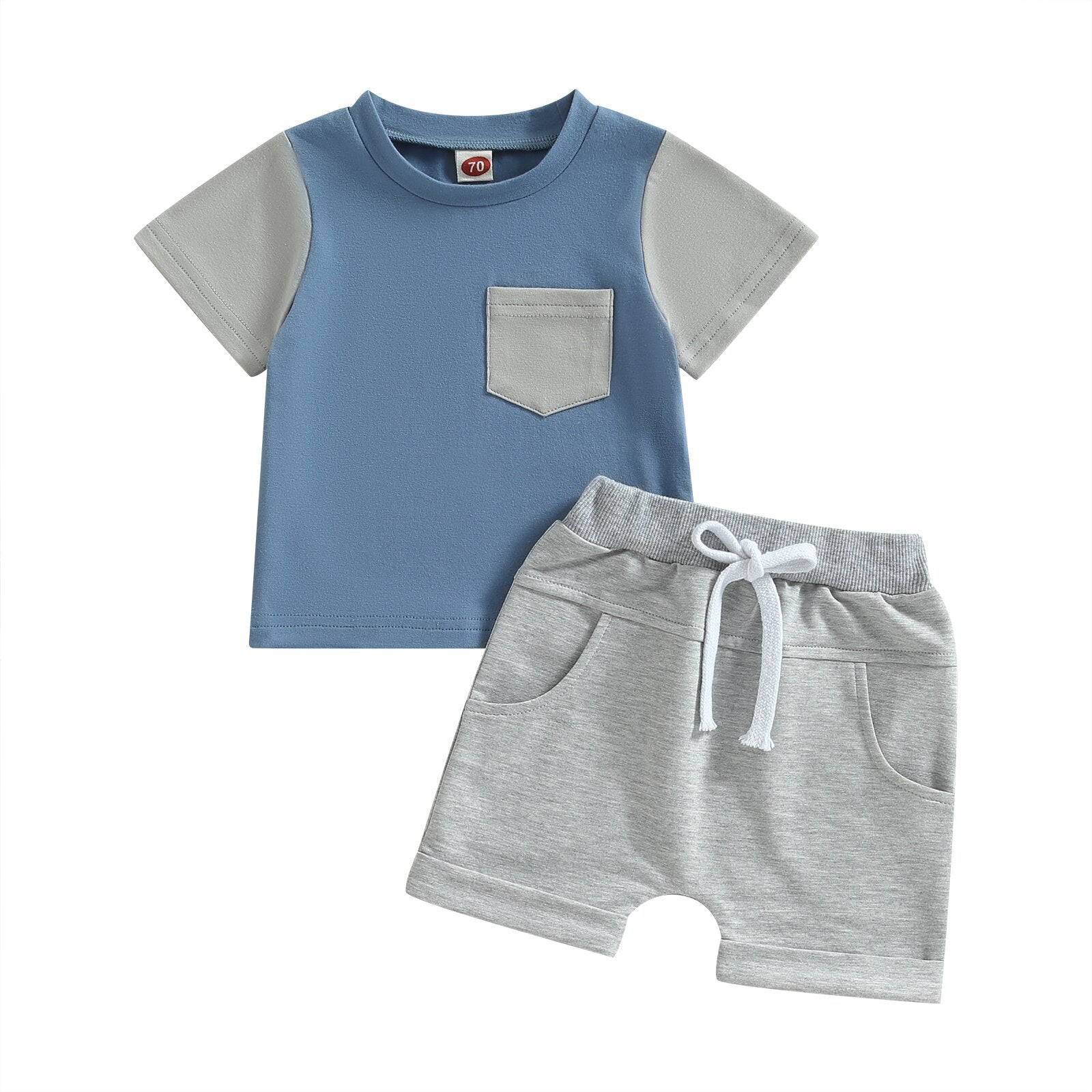 Two-toned T-Shirt with Matching Drawstring Shorts