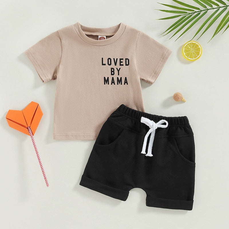 Loved By Mama T-Shirt with Drawstring Shorts