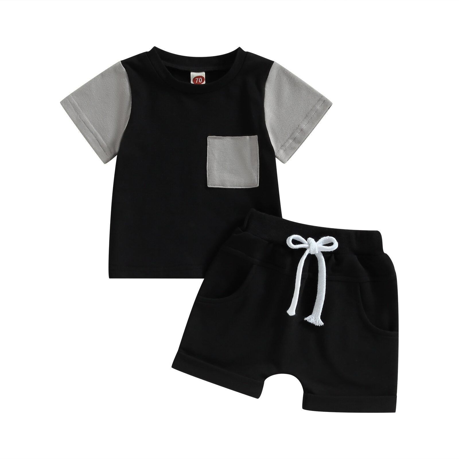 Two-toned T-Shirt with Matching Drawstring Shorts
