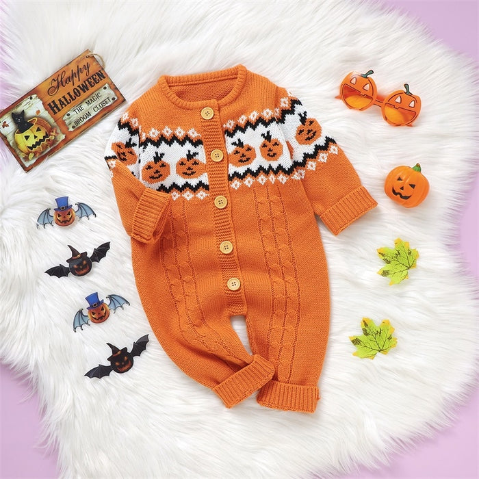 Halloween Pumpkin Print Jumpsuit