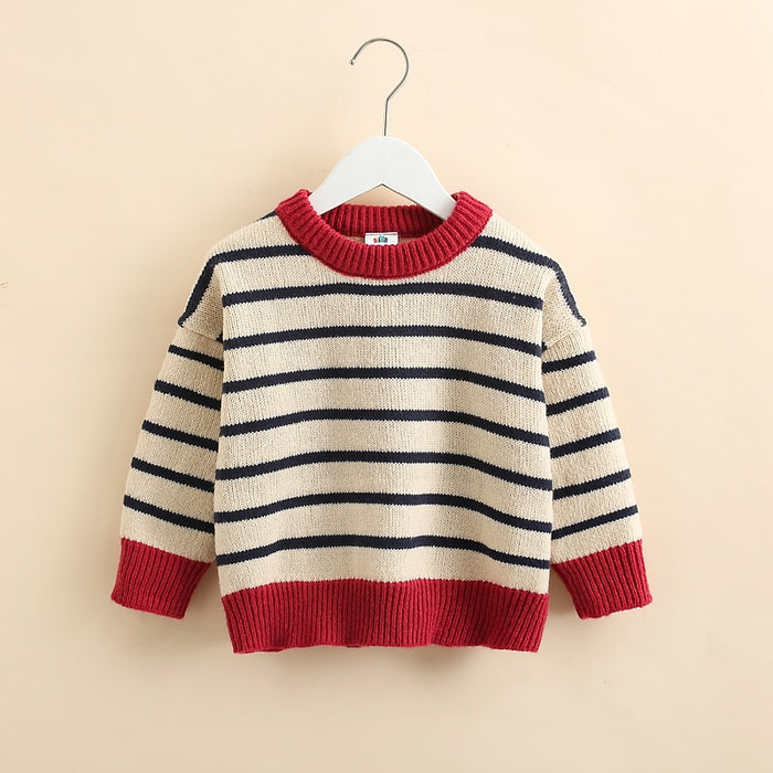 Stripe Knitted Sweater For Baby Girls