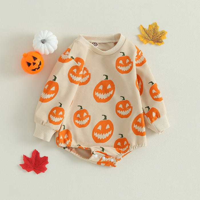 Pumpkin Print Jumpsuit for Halloween Party