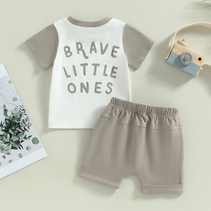 Brave Little Ones Two Toned T-shirt with Matching Drawstring Shorts