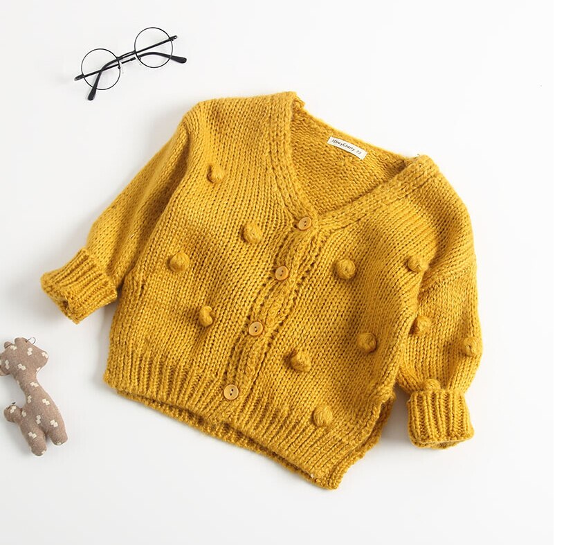 Pom Pom Knitted Sweater Coat