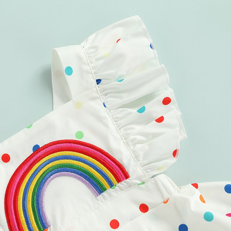Rainbow Dotted Romper With Matching Headband