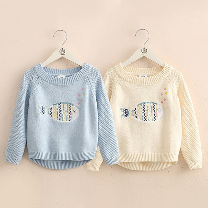 Fish Pattern Sweater for Baby Girls