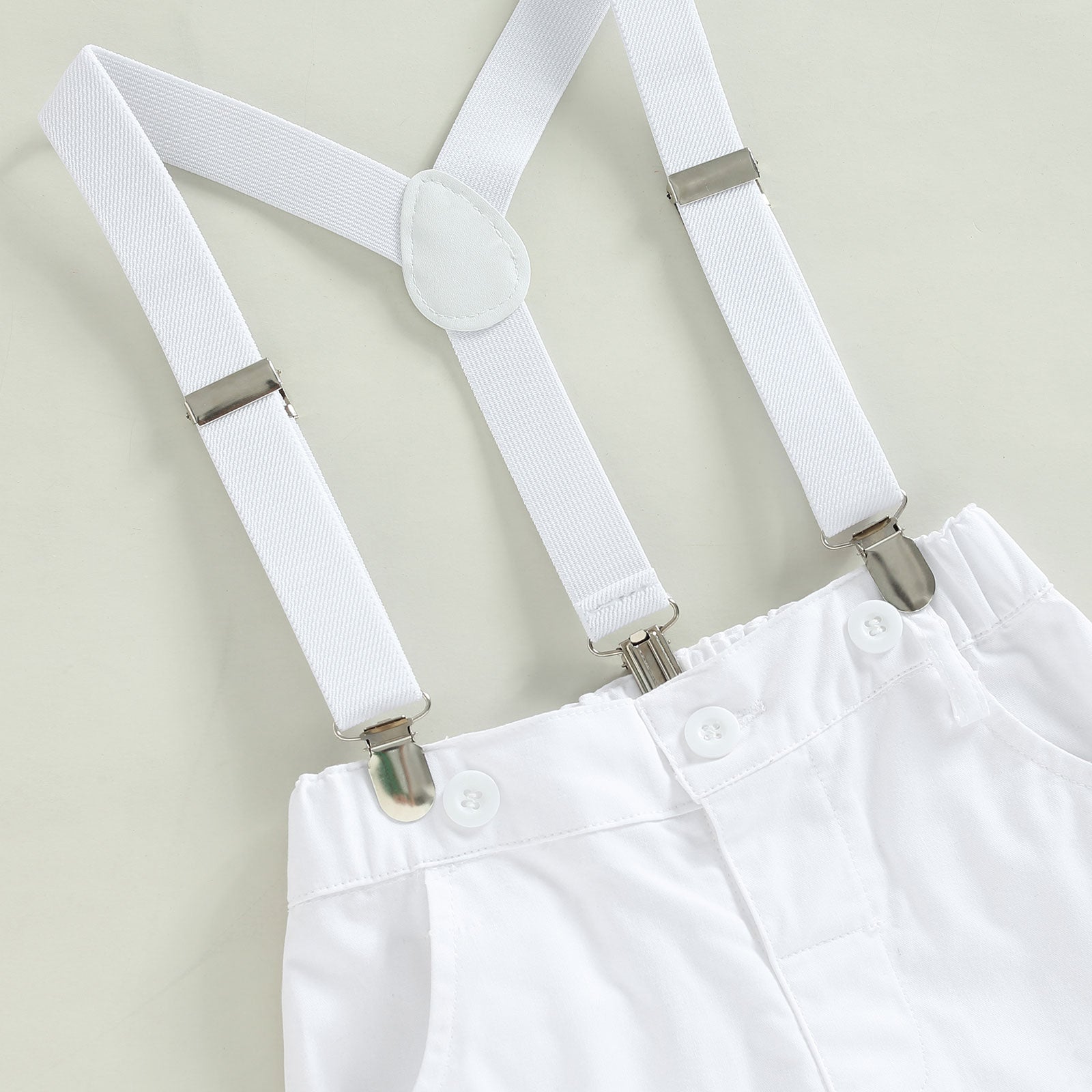 White Long Sleeves With Suspender Pants
