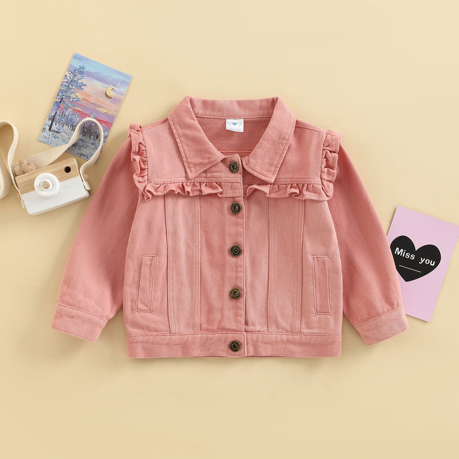 Pink Ruffle Button Jacket