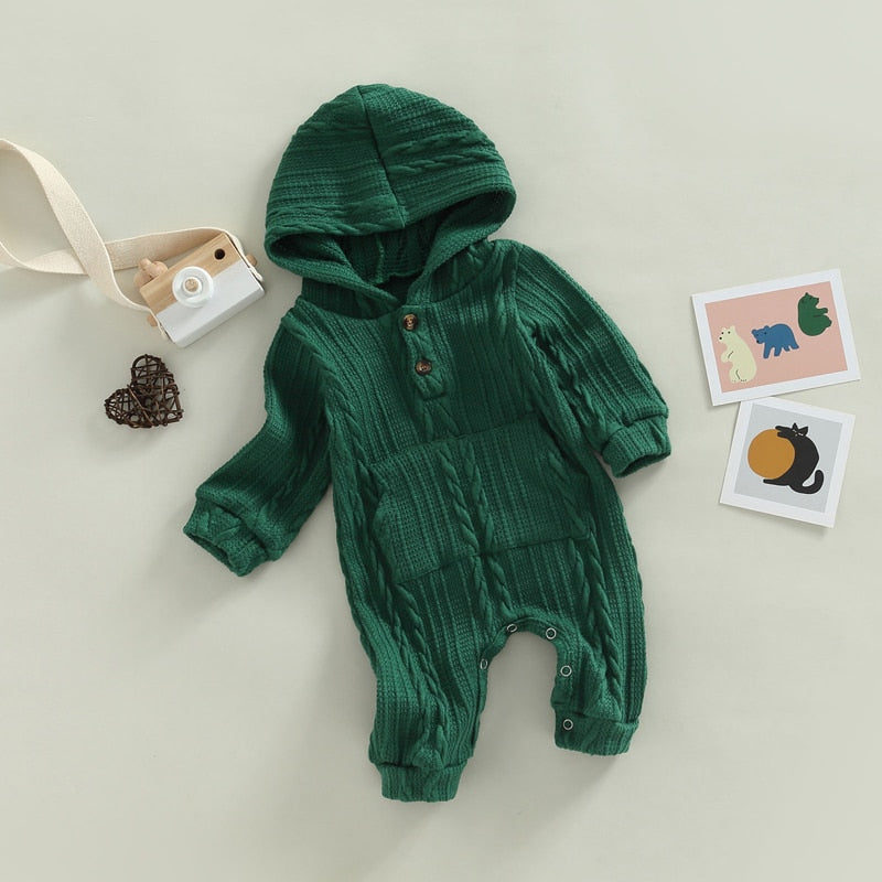 Long Sleeved Solid Colored Baby Jumpsuit