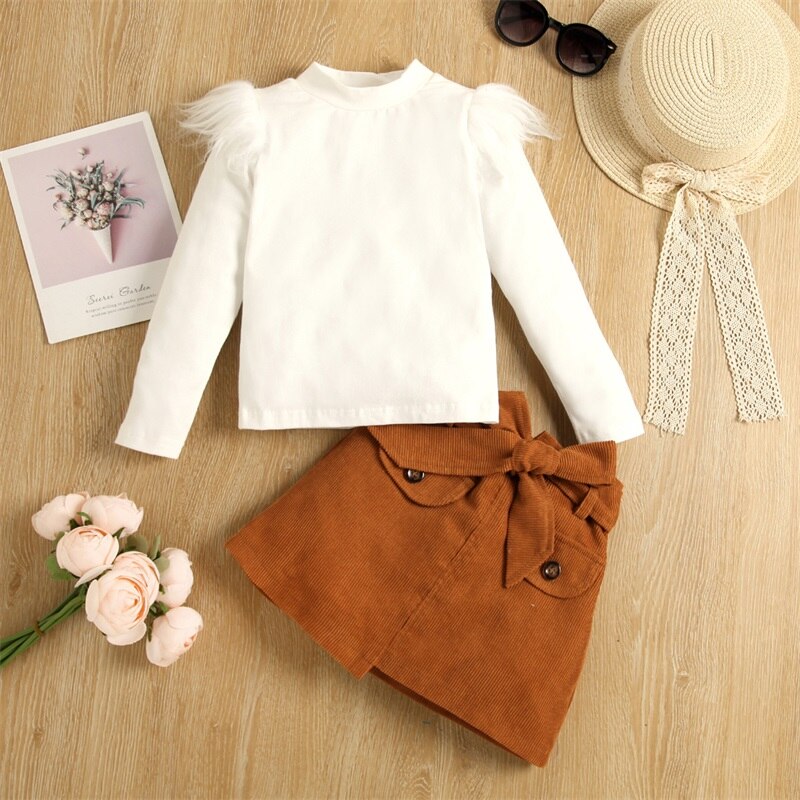 Fur Sleeve Sophisticated Toddler Girl Outfit