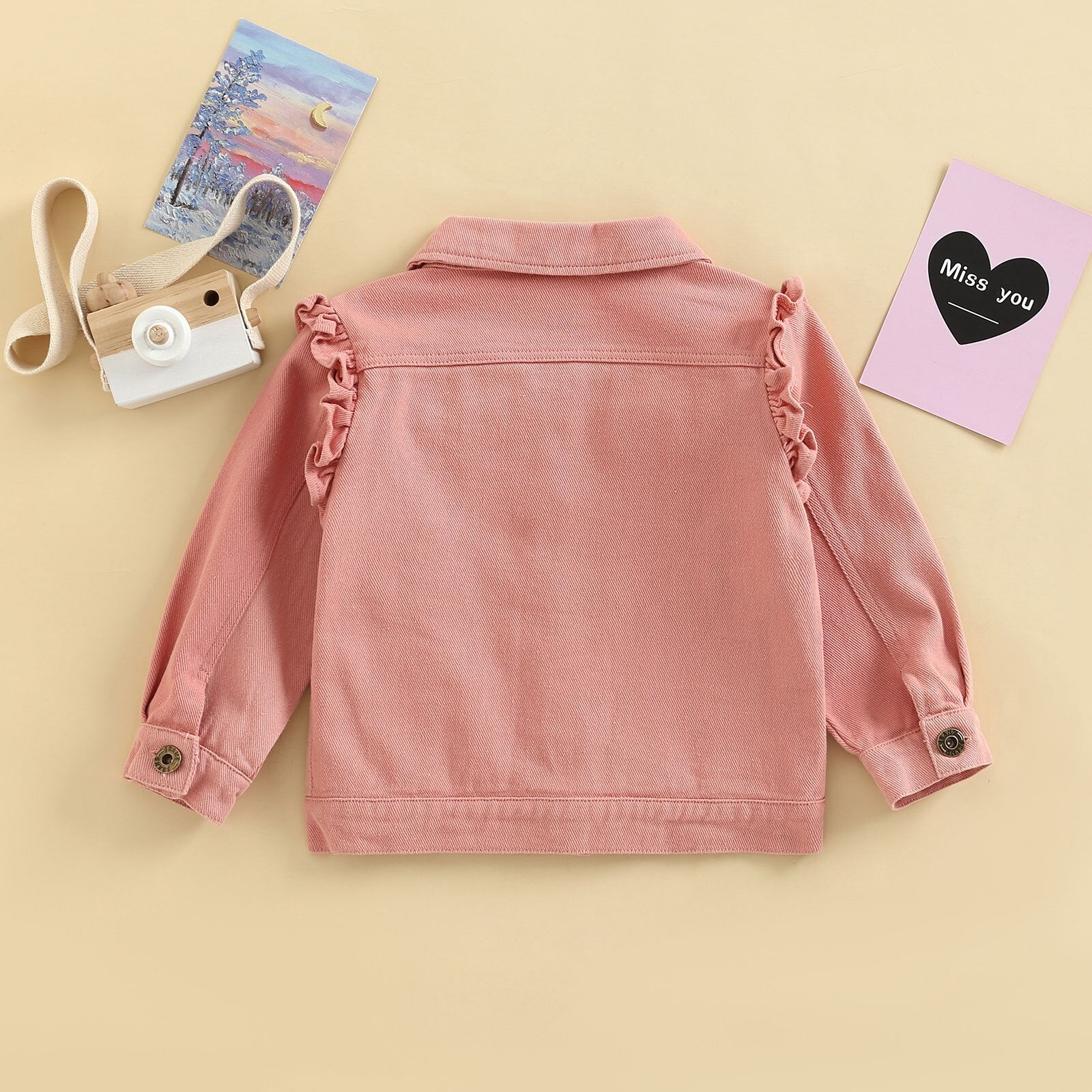 Pink Ruffle Button Jacket