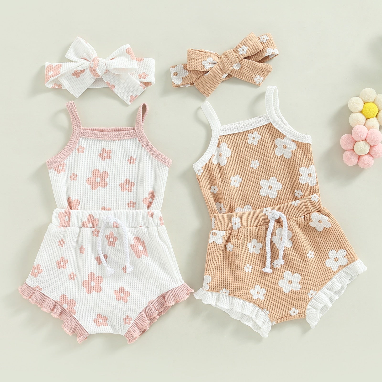 Floral Romper With Matching Topknot Headband